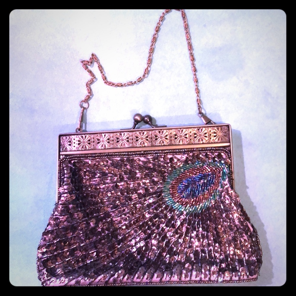 Peacock sequin purse